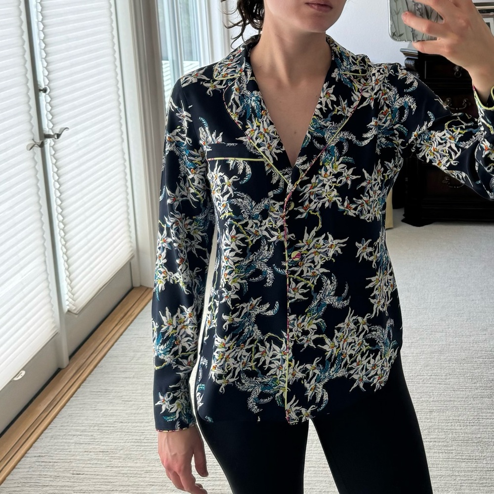 Cinq a Sept Juliet Floral Print Silk Blouse